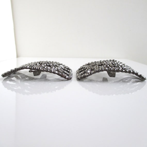 Antique Victorian French Cut Steel Belt Buckle Set Pair Of 2 Two (2) Victorian Cut Steel BELT BUCKLES Slides Faceted  main image 4