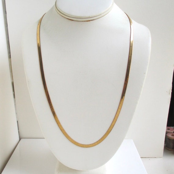 24" Solid Brass Herringbone Necklace - Vintage Un… - image 3