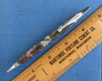 Sheaffer Balance Red Veined Grey Pearl Mechanical Pencil Vintage