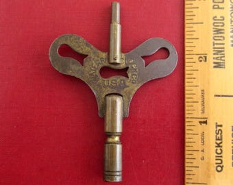 Waterbury Clock Winding Key - Vintage USA Double Bit (Small Bit Worn)