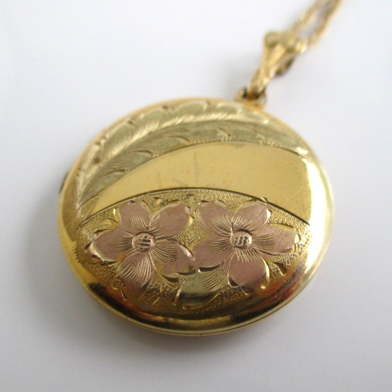 12K Gold Filled Photo Locket Necklace - Vintage, … - image 1