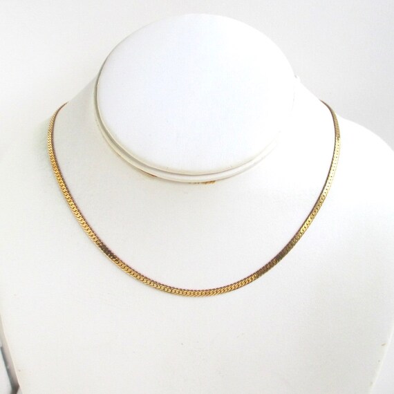 16" Solid Brass Herringbone Necklace Vintage Unused… Gem