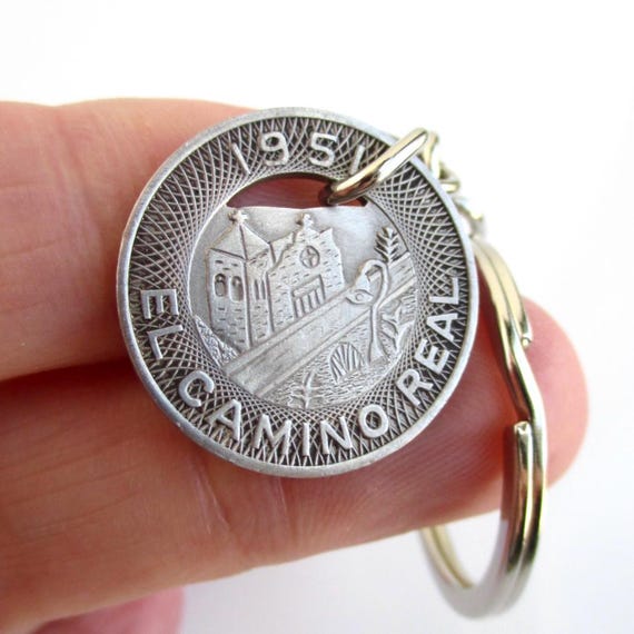 San Mateo, CA Transit Token Keychain - Repurposed Vintage 1951 El Camino Real S.M.B.T. Coin Key Chain / Fob