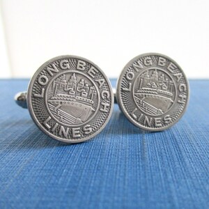 Vintage Silver Tone Cincinnati Transit Token Cufflinks