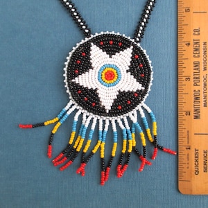 Southwest Beaded Medallion Necklace Vintage Native American