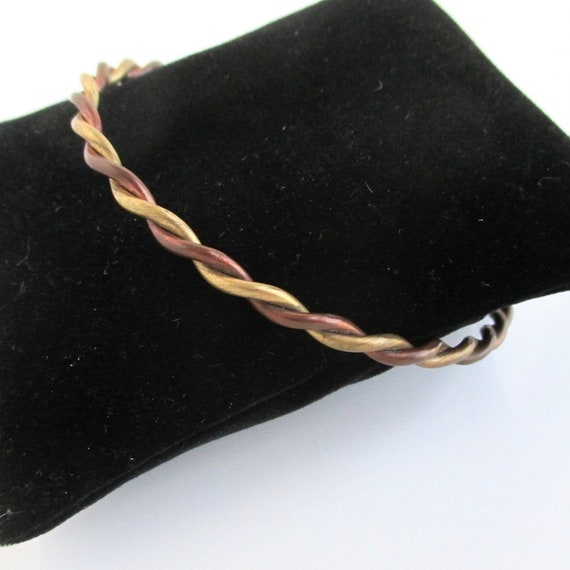Solid Copper & Brass Bangle Bracelet - Vintage, W… - image 5