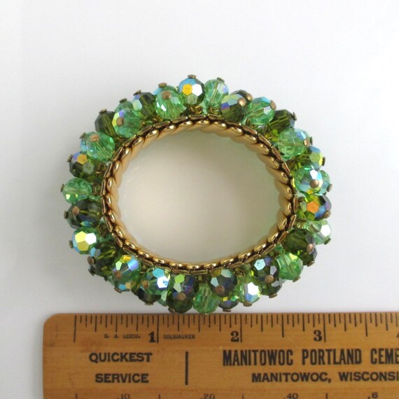 Green Aurora Borealis Stretch Bracelet - Vintage,… - image 4