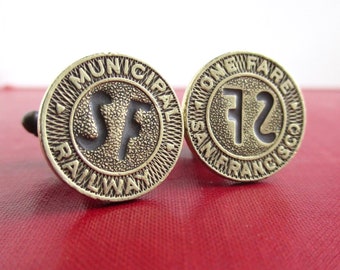 SAN FRANCISCO Railway Token Cuff Links - Repurposed Vintage SF Transit Tokens / Coins (Front & Back)