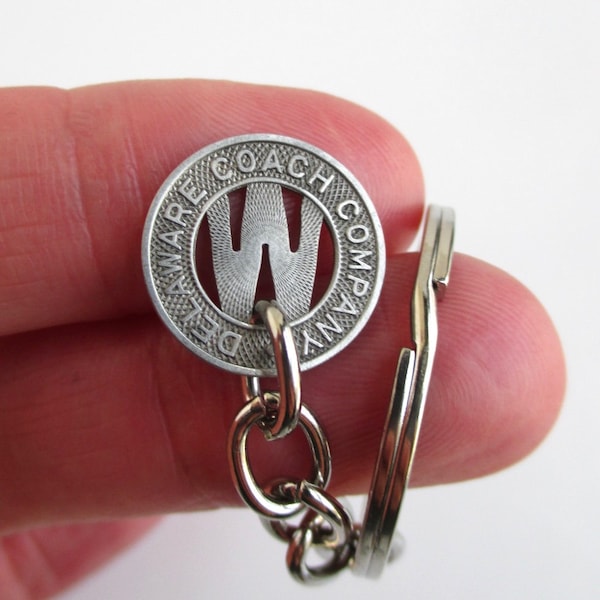 Wilmington, Delaware Transit Token Keychain - Repurposed Vintage 1940's Coin Key Chain / Fob