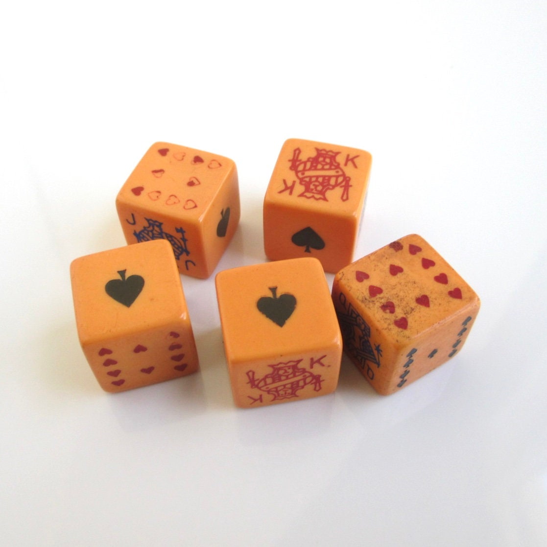 Bakelite Poker Dice Game 5 Vintage Dice Nine Through Ace Etsy