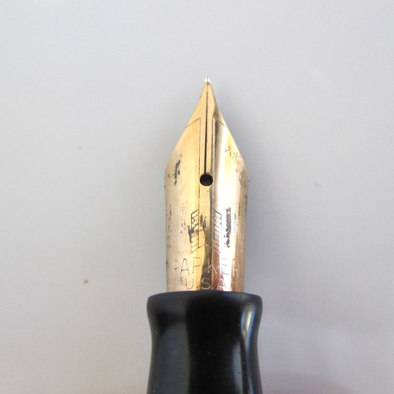 Parker Vacumatic Fountain Pen Vintage Black /& Gold Not Working 14K Nib Blue Diamond