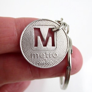 D.C. Metro Token Keychain - Repurposed Vintage Nation's Capital Transit Token / Coin Key Chain Fob
