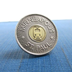 Twin Cities MN - Minneapolis & St. Paul Transit Token Tie Tack / Lapel Pin - Repurposed Bi Metal Coin