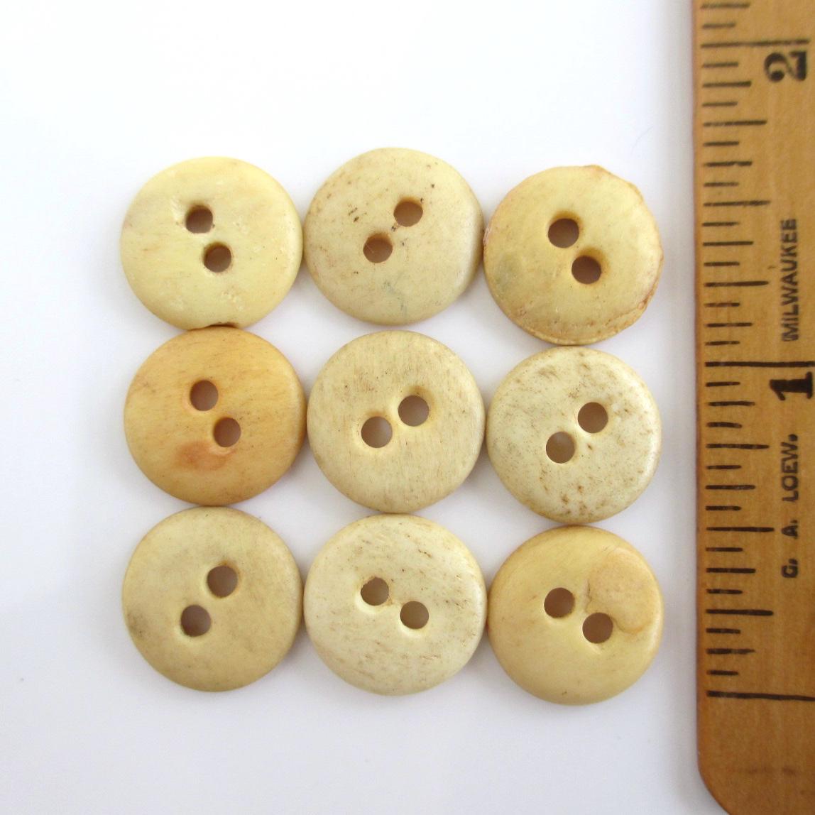 9 Vintage Bone Buttons - Antique Two-hole Convex / Concave - 14mm ...