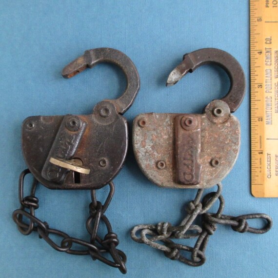 6 Vintage Working Railroad Padlocks and Keys Circa 1950-70