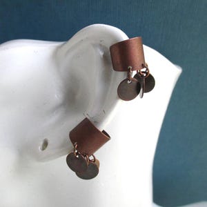 2 Copper Tone Ear Cuffs - Antiqued Copper over Solid Brass Earrings (Sold in Pairs)
