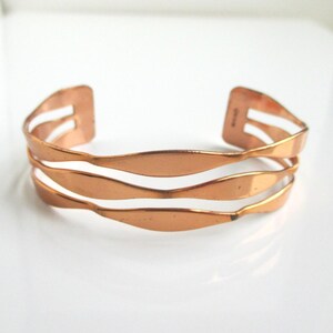 RENOIR Solid Copper Cuff Bracelet - Vintage, Modernist Wavy Design