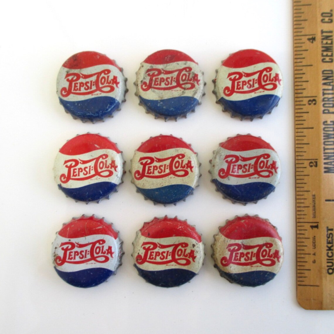 9 Vintage Pepsi Cola Bottle Caps Used w/ Cork Backs Etsy