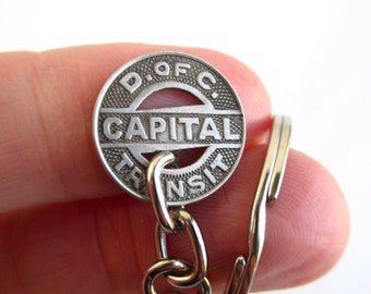 D.C. Transit Token Keychain - Repurposed Vintage 1950's Washington DC District of Columbia Coin Key Chain / Fob