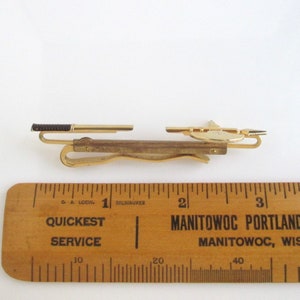 Ancient Axe Tie Bar / Tie Clasp / Tie Clip Vintage Hickok USA, Gold Tone Surface Wear image 5