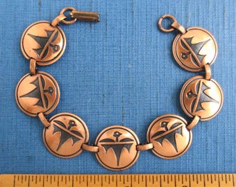 Vintage Native American Copper Thunderbird Cuff Bracelet