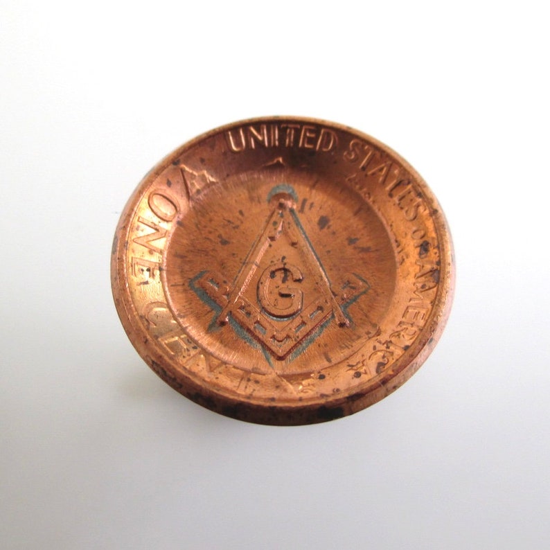 Coin Cuff Links Repurposed Masonic Square /& Compass Pennies USA Coins