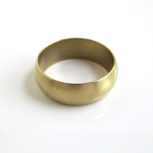 Solid Brass Band / Gold Ring - Size 7.5 to 7.75 with Convex Shape & Thicker Gauge - 7mm Wide Band
