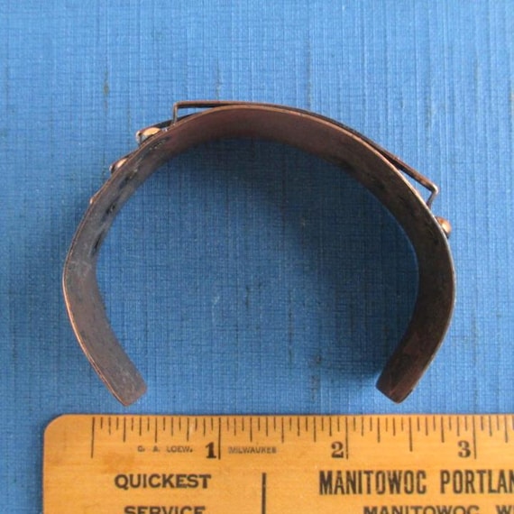 Solid Copper Cuff Bracelet w/ Raised Design - Vin… - image 4