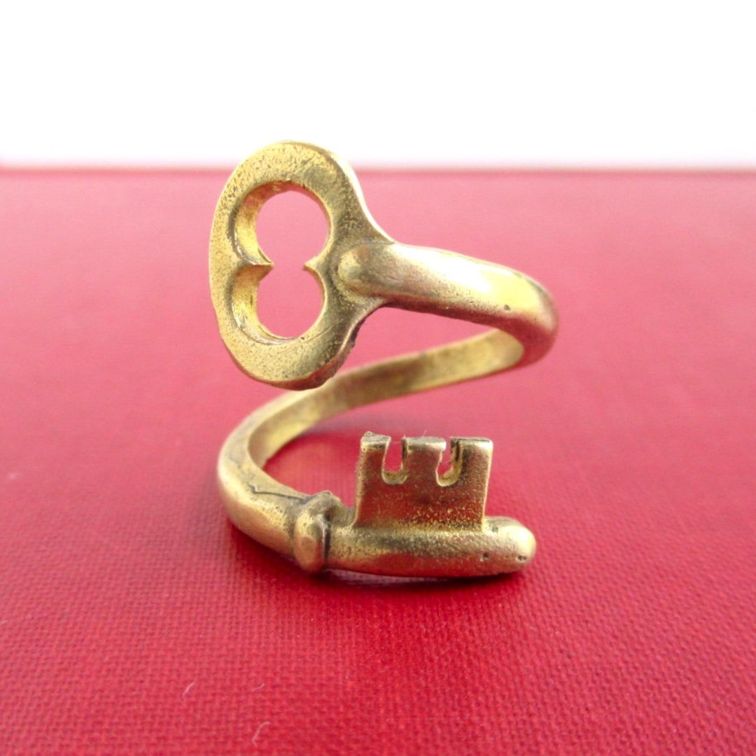 Skeleton Key Ring Vintage Gold Tone / Solid Brass Etsy