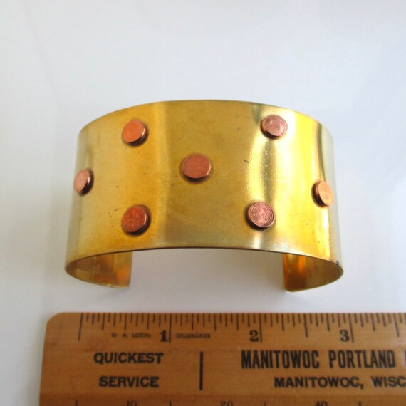 3 Solid Brass & Hammered Copper Cuff Bracelets - … - image 4