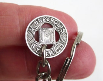 MINNEAPOLIS Street Railway Keychain - Repurposed Vintage Transit Token / Coin Key Chain (Choose From 3 Metal Varieties)