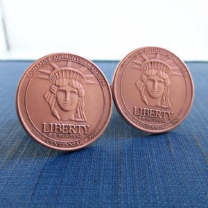 Copper Statue of Liberty Coin Cuff Links - Repurposed Vintage 1986 Tokens w/ Authentic Copper Material from Statue