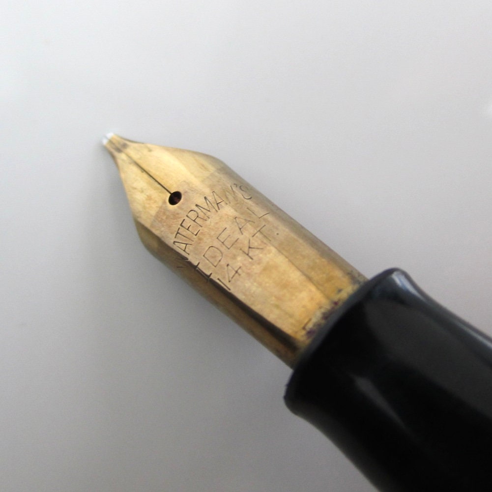 Waterman's Fountain Pen W/ Ideal 14KT Med Stub Nib - Vintage