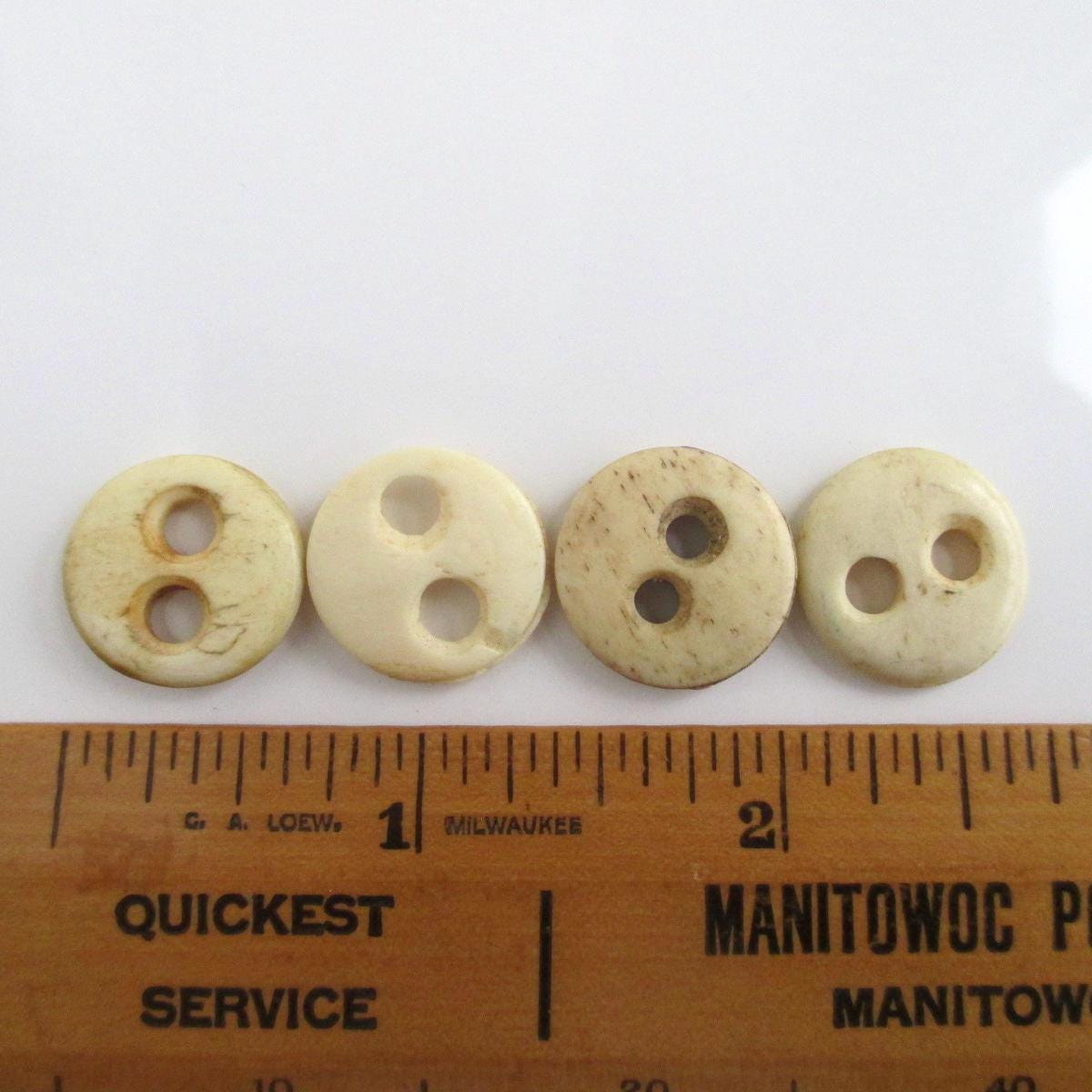 4 Big Vintage Bone Buttons - Antique Eye Shape 2 Hole Buttons - Largest ...