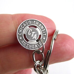 Chicago CTA Transit Token Keychain - Repurposed Vintage Silver Tone Coin Key Chain / Fob