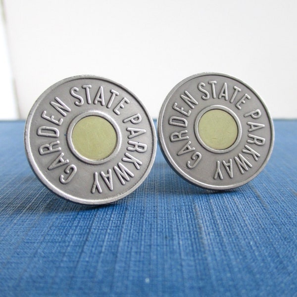 GARDEN STATE Coin Cuff Links - New Jersey Repurposed Vintage Transit Tokens / Parkway Coins