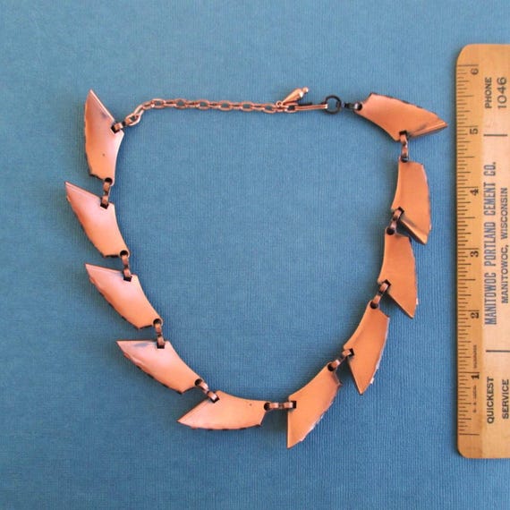 Solid Copper Necklace - Vintage Art Deco / Modern… - image 6