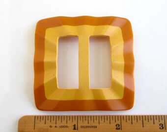 Yellow & Butterscotch Bakelite Buckle - Vintage, 2 3/8" X 2 1/4" with Almost 1 1/4" Opening