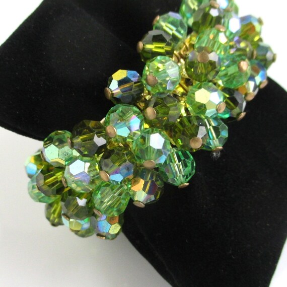 Green Aurora Borealis Stretch Bracelet - Vintage,… - image 7