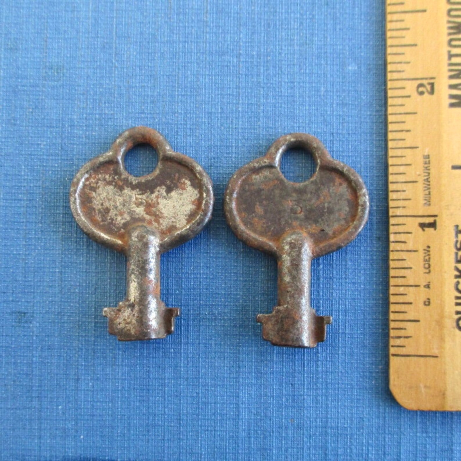 2 Antique Hollow Barrel Double Bit Keys Vintage Matching Etsy