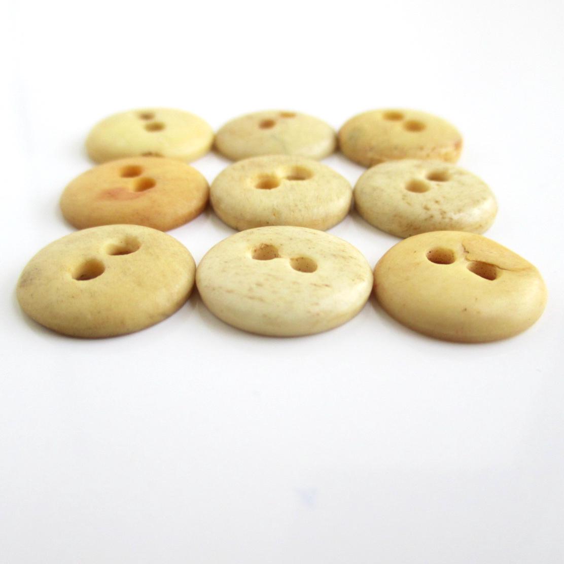 9 Vintage Bone Buttons - Antique Two-hole Convex / Concave - 14mm ...