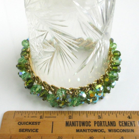 Green Aurora Borealis Stretch Bracelet - Vintage,… - image 5