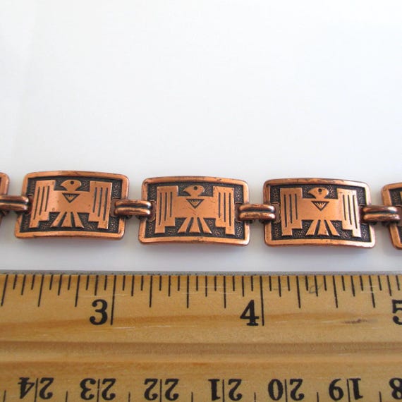 Solid Copper Thunderbird Link Bracelet - Vintage … - image 5