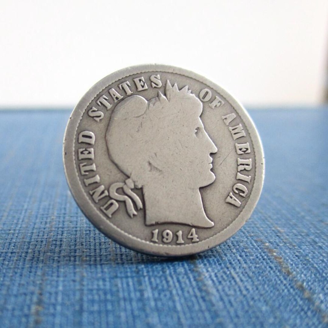 Barber Dime Tie Tack / Lapel Pin - .900 Silver 1914 Vintage Coin ...