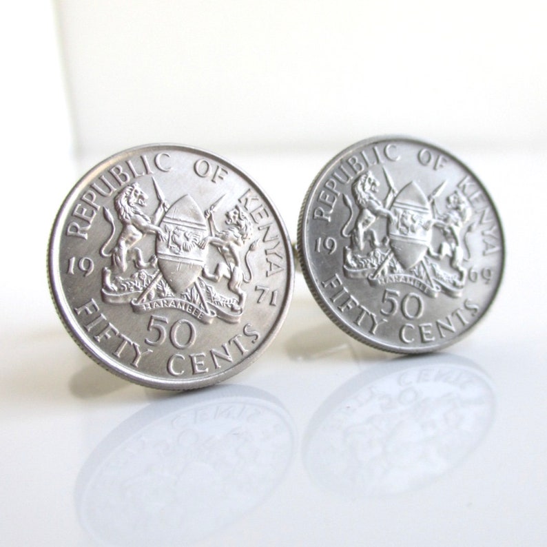 Repurposed Vintage Republic of Kenya Coins KENYA Coin Cuff Links