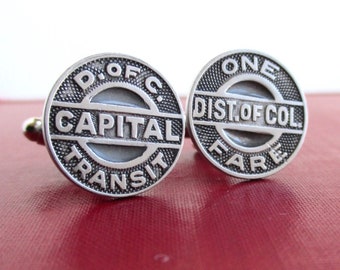 WASHINGTON DC Capital Transit Token Cuff Links - Repurposed Vintage 1950's D.C. Coins