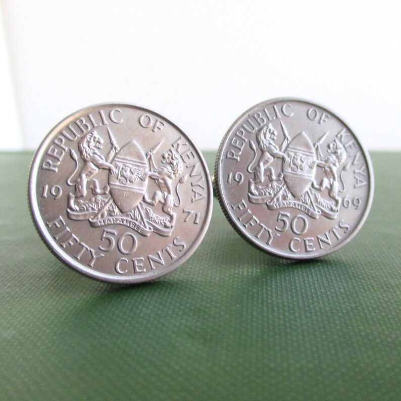 Repurposed Vintage Republic of Kenya Coins KENYA Coin Cuff Links
