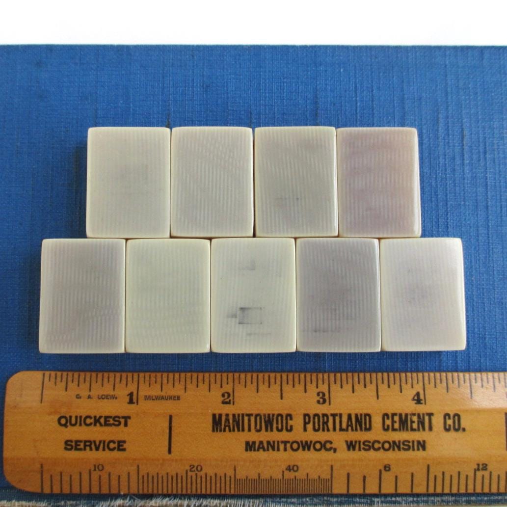 9 Celluloid Mah Jong Tiles - Vintage Ma Jiang / Mahjong Chinese