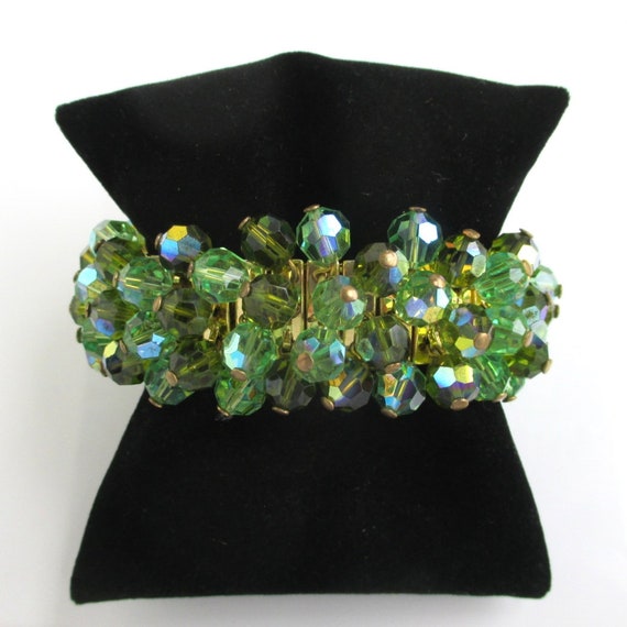 Green Aurora Borealis Stretch Bracelet - Vintage,… - image 6