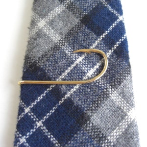 Gold FISH HOOK Tie Bar / Tie Clasp / Tie Clip in Gift Box